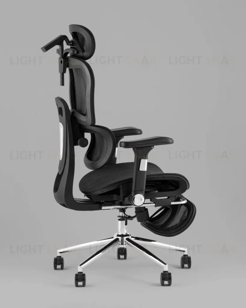 Кресло офисное TopChairs Stich с оттоманкой, черный УТ000042404