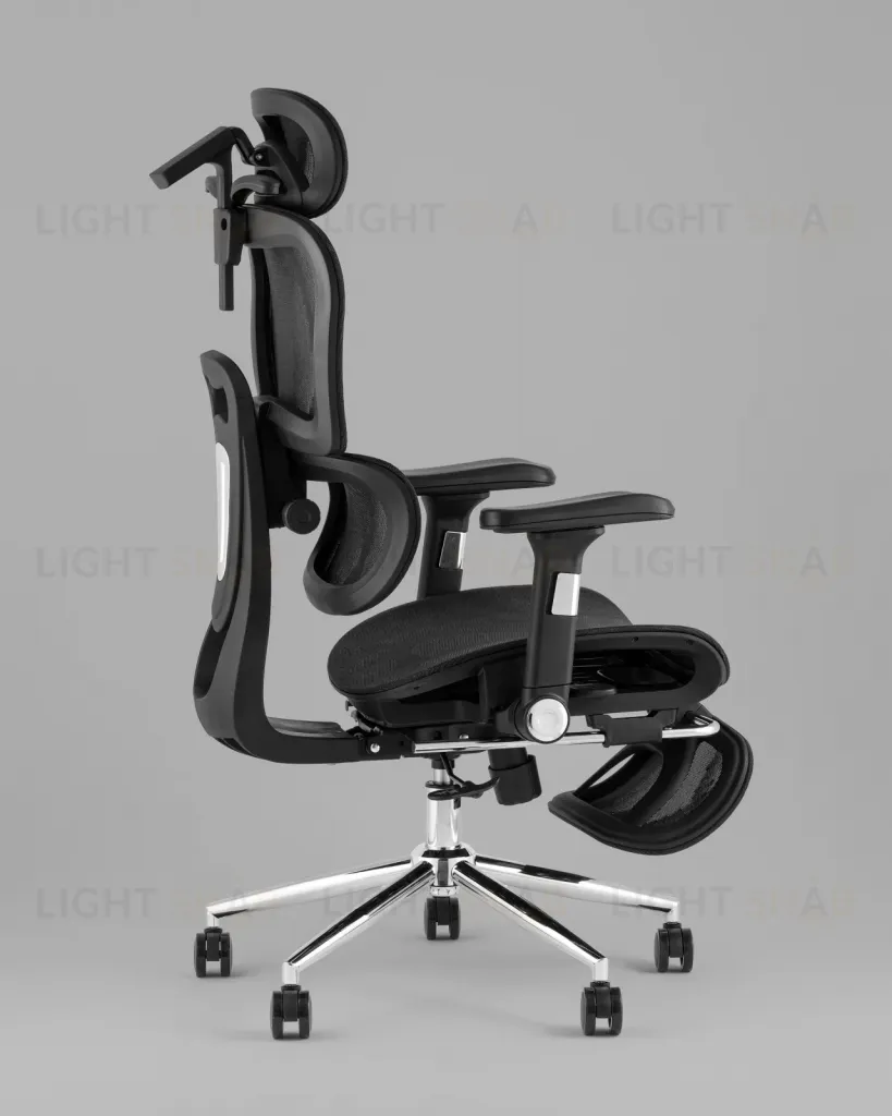 Кресло офисное TopChairs Stich с оттоманкой, черный УТ000042404