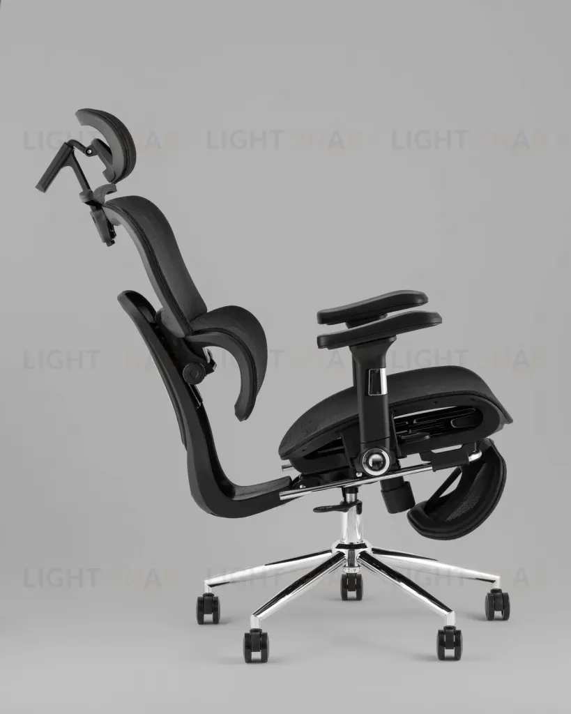 Кресло офисное TopChairs Stich с оттоманкой, черный УТ000042404