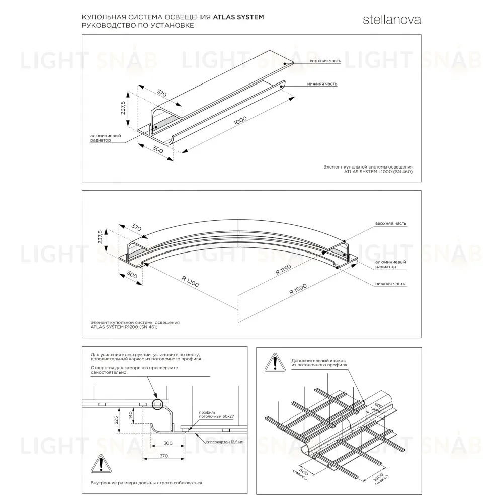 Элемент купольной системы освещения ATLAS SYSTEM L1000 STELLANOVA ATLAS SYSTEM L1000 SN 460