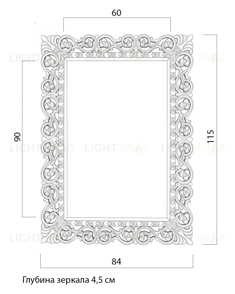 Зеркало настенное в раме Бергамо LH123 Artisian ivory