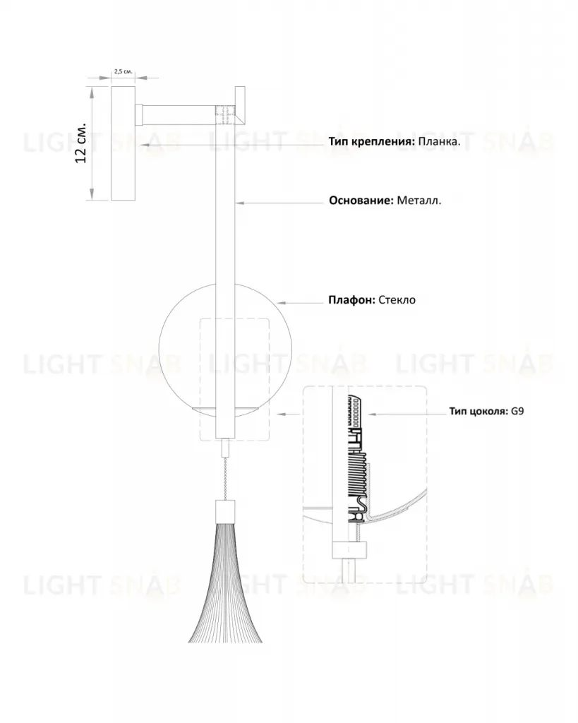 Настенный светильник с кисточкой Келси LSC440325XNP
