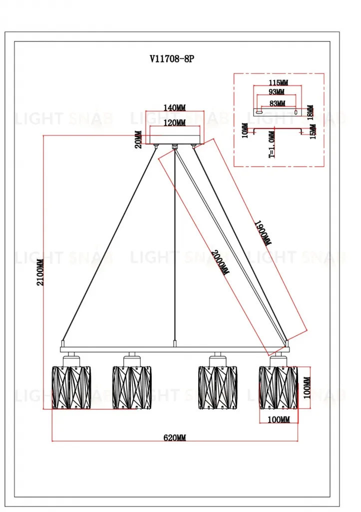 Люстра подвесная Moderli V11708-8P Prismique УТ000041603
