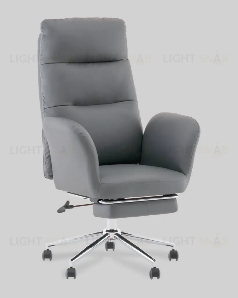 Кресло руководителя TopChairs Solid с оттоманкой серый УТ000040807