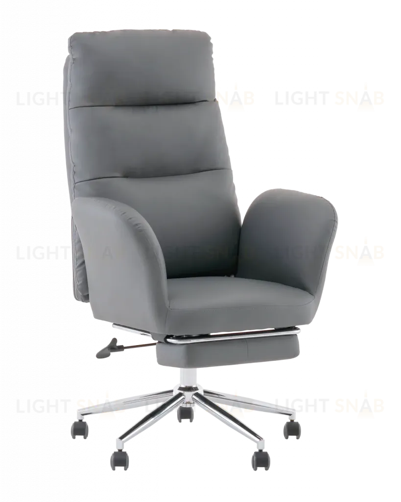 Кресло руководителя TopChairs Solid с оттоманкой серый УТ000040807