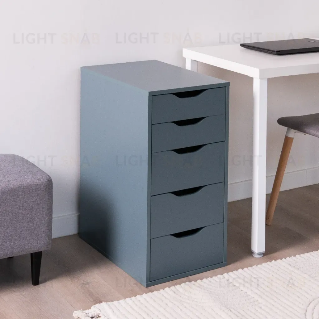 S01026 Ингар 5 комод 36x71x53, серо-бирюзовый S01026