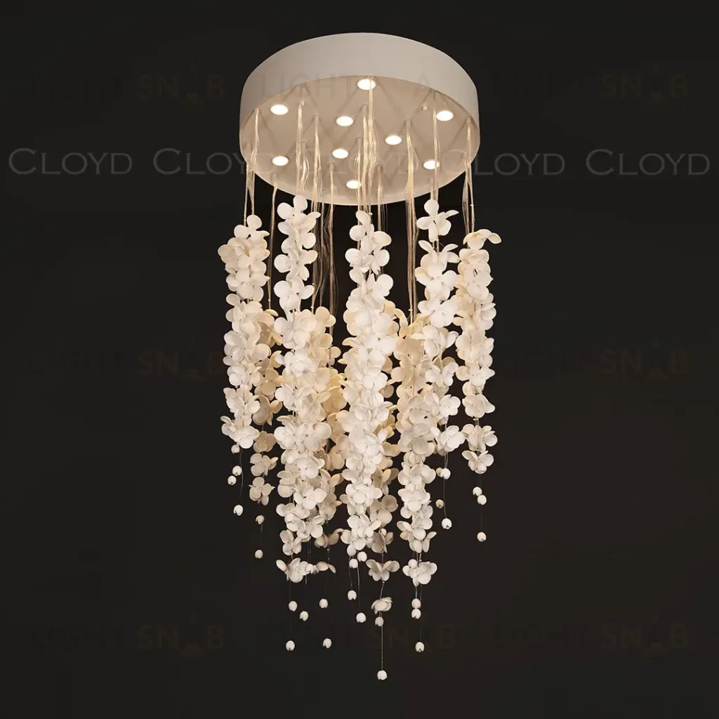  Люстра Cloyd TAONGI C9 / выс. 80 см - керамика - белый (арт.11333)  11333