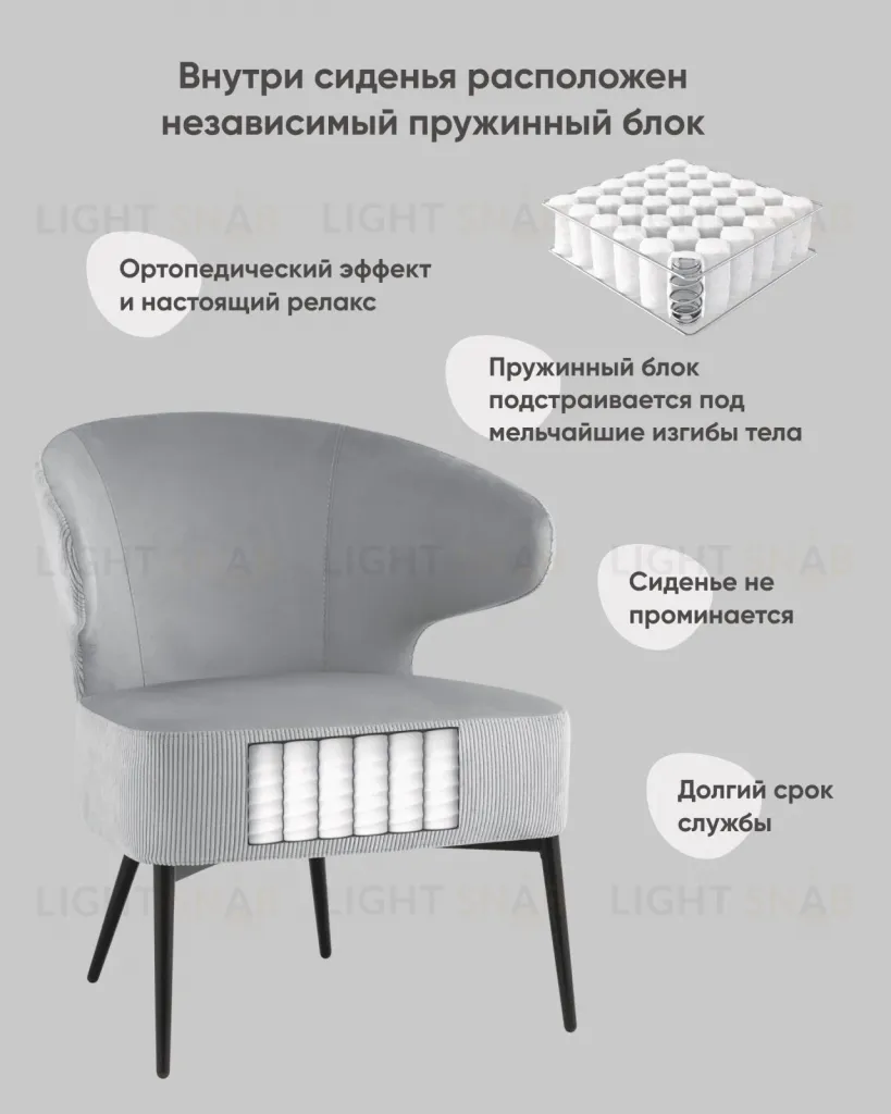 Кресло лаунж Royal Stripes велюр серый УТ000036776