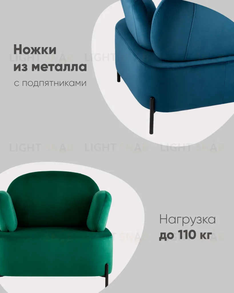 Кресло Кэнди с подлокотниками велюр серый УТ000035878