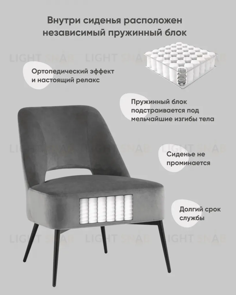 Кресло лаунж Бостон велюр тёмно-серый УТ000035316