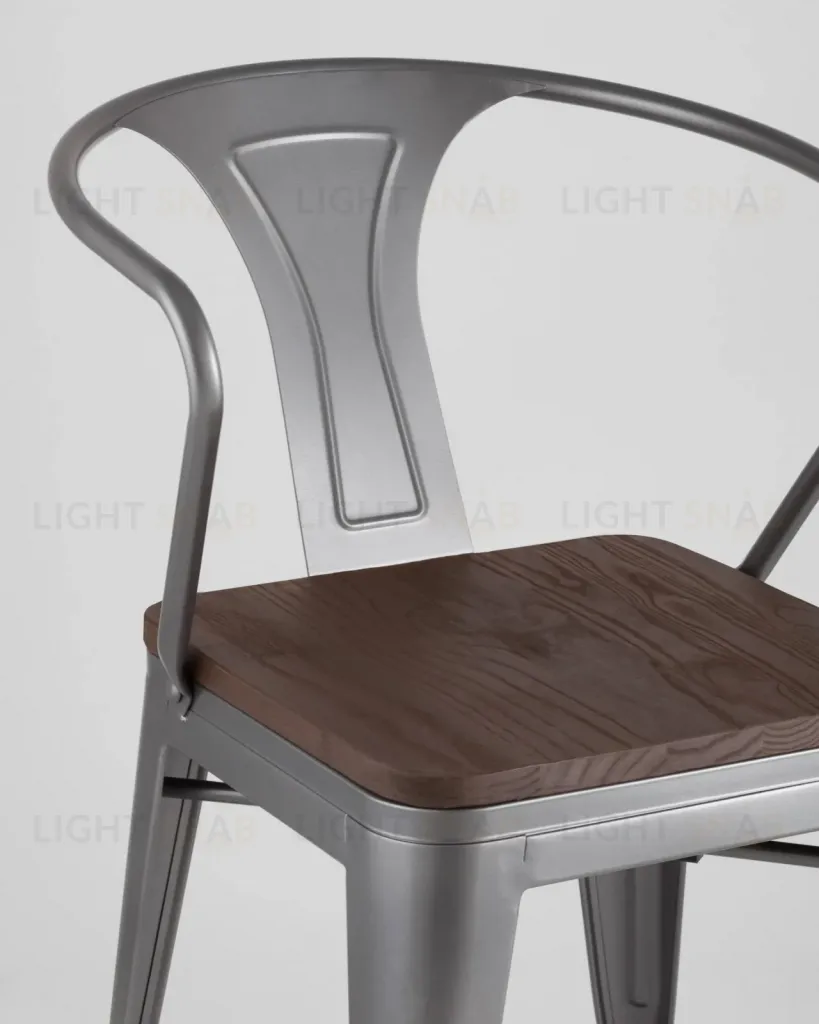 Стул TOLIX ARM WOOD с подлокотниками серебристый УТ000001861