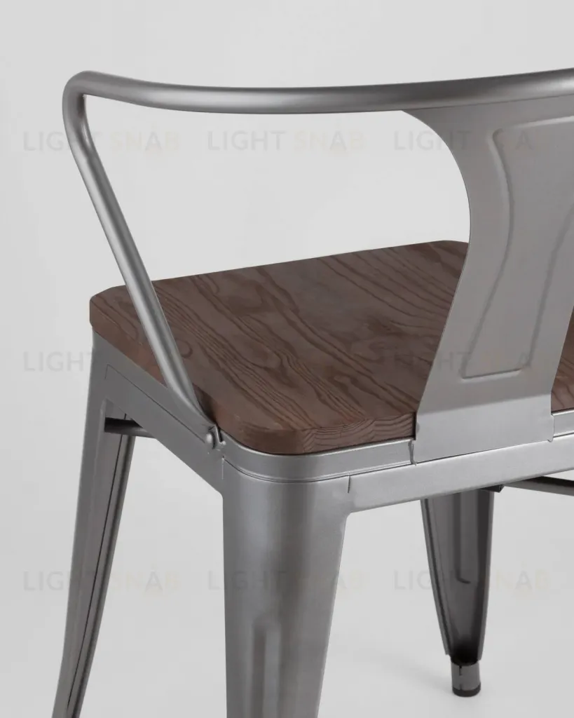 Стул TOLIX ARM WOOD с подлокотниками серебристый УТ000001861