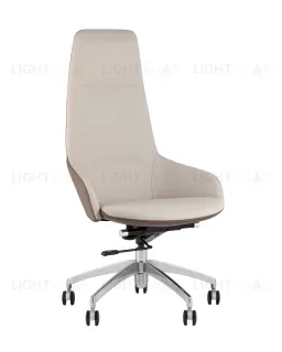 Кресло руководителя TopChairs Soulo светло-серый, коричневый УТ000039417