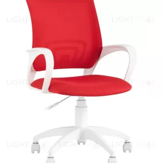 Кресло офисное Topchairs ST-BASIC-W спинка белая сетка сиденье красная ткань крестовина белый пластик УТ000036063