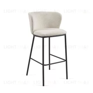 Барный стул Ciselia белый из ткани букле и металла 102 см 110410