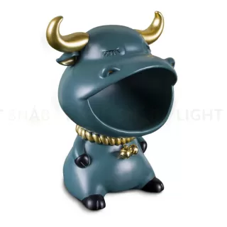 Дизайнерская статуэтка - бык с нишей для мелочей (сине-зеленый) (сине-зеленый) MY-D140