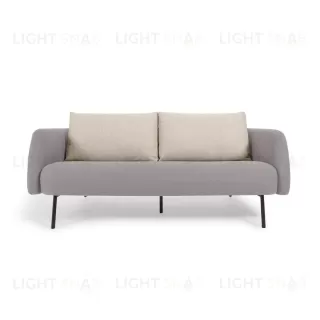 Трехместный серый диван Walkyria бежевые подушки и черные металлические ножки 110432