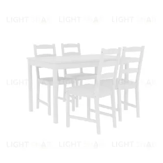 Комлект Вествик обеденный стол и четыре стула, массив сосны, цвет белый 414175002300