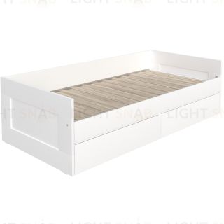Кровать двухспальная СИРИУС раздвижная с ящиками для хранения, с ортопедическим основанием 90/180х200 белого цвета 2.02.08.450.1