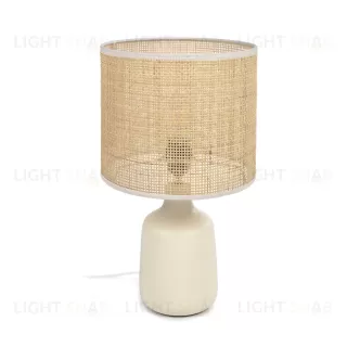 Настольная лампа Erna из белой керамики и бамбука с натуральной отделкой 108603
