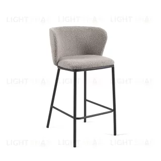 Полубарный стул Ciselia из серой ткани букле и черного металла 65 см 160256