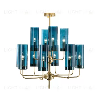 Люстра  Brass & Blue Glass Tube by Hans-Agne Jakobsson (12 плафонов, синий) LSR3498V1