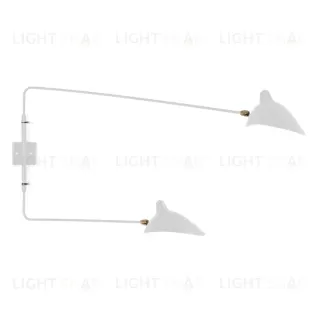 Настенный дизайнерский светильник AP2BD Two Arms by Serge Mouille (белый) LSR4009V1