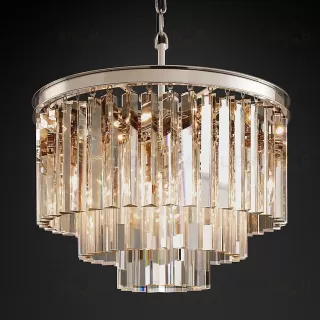 Подвесной дизайнерский светильник  1920s Odeon Clear Glass Fringe 3-Tier Chandelier by Restoration Hardware LSR5368V1