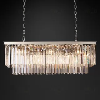 Подвесной дизайнерский светильник  1920s Odeon Clear Glass Fringe Rectangular Chandelier 40