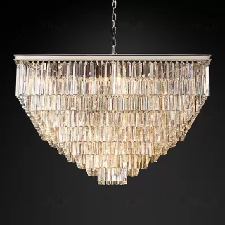 Подвесной дизайнерский светильник  1920S Odeon Clear Glass Fringe Square 7-Tier Chandelier by Restoration Hardware LSR5748V1