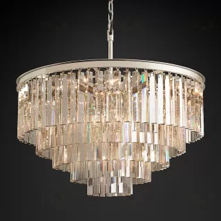 Подвесной дизайнерский светильник  1920s Odeon Clear Glass Fringe 5-Tier Chandelier by Restoration Hardware LSR5739V1