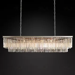 Подвесной дизайнерский светильник  1920s Odeon Clear Glass Fringe Rectangular Chandelier 59