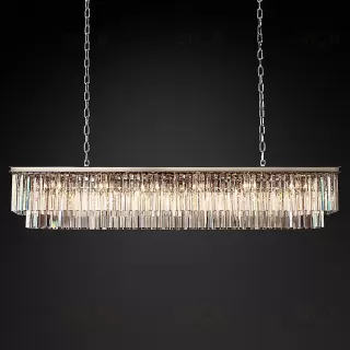 Подвесной дизайнерский светильник  1920s Odeon Clear Glass Fringe Rectangular Chandelier 71