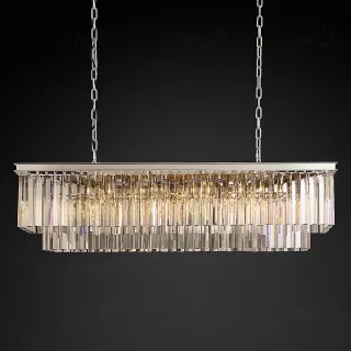 Подвесной дизайнерский светильник  1920s Odeon Clear Glass Fringe Rectangular Chandelier 49