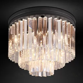 Подвесной дизайнерский светильник  1920s Odeon Clear Glass Fringe 3-Tier Flushmount by Restoration Hardware LSR5738V1