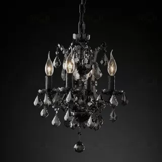 Подвесной дизайнерский светильник  19th C. Rococo Iron & Smoke Crystal Round Chandelier 13