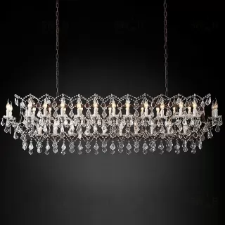 Подвесной дизайнерский светильник  19th C. Rococo Iron & Clear Crystal Rectangular Chandelier 74