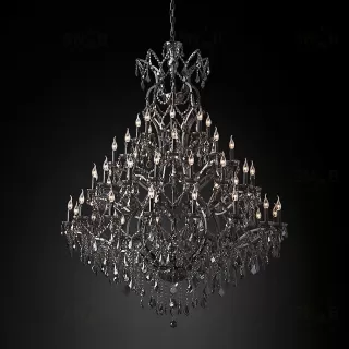 Подвесной дизайнерский светильник  19th C. Rococo Iron & Smoke Crystal Round Chandelier 60