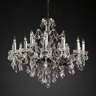 Подвесной дизайнерский светильник  19th C. Rococo Iron & Clear Crystal Round Chandelier 33