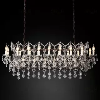 Подвесной дизайнерский светильник  19th C. Rococo Iron & Clear Crystal Rectangular Chandelier 51