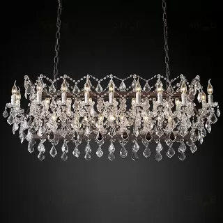 Подвесной дизайнерский светильник  19th C. Rococo Iron & Clear Crystal Rectangular Chandelier 63