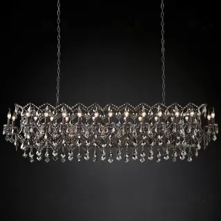 Подвесной дизайнерский светильник  19th C. Rococo Iron & Smoke Crystal Rectangular Chandelier 73