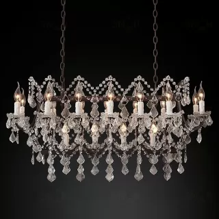 Подвесной дизайнерский светильник  19th C. Rococo Iron & Clear Crystal Rectangular Chandelier 39