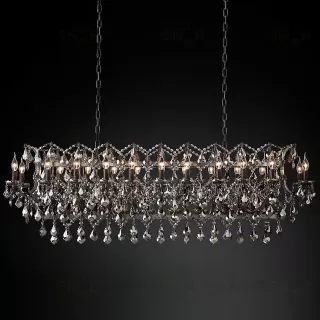 Подвесной дизайнерский светильник  19th C. Rococo Iron & Smoke Crystal Rectangular Chandelier 63