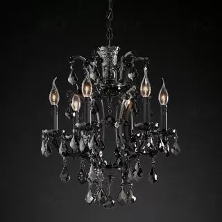 Подвесной дизайнерский светильник  19th C. Rococo Iron & Smoke Crystal Round Chandelier 18