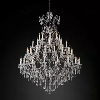 Подвесной дизайнерский светильник  19th C. Rococo Iron & Clear Crystal Round Chandelier 59