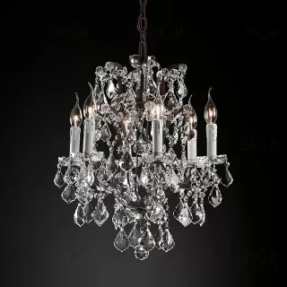 Подвесной дизайнерский светильник  19th C. Rococo Iron & Clear Crystal Round Chandelier 18