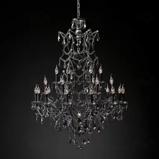 Подвесной дизайнерский светильник  19th C. Rococo Iron & Smoke Crystal Round Chandelier 41