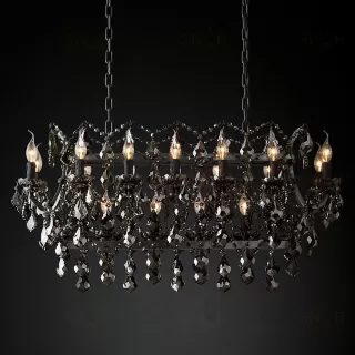 Подвесной дизайнерский светильник  19th C. Rococo Iron & Smoke Crystal Rectangular Chandelier 40