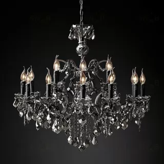 Подвесной дизайнерский светильник  19th C. Rococo Iron & Smoke Crystal Round Chandelier 32